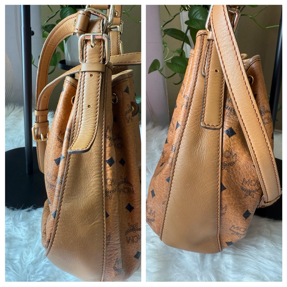 MCM Cognac 2way drawstring bucket bag - Picture 10 of 11